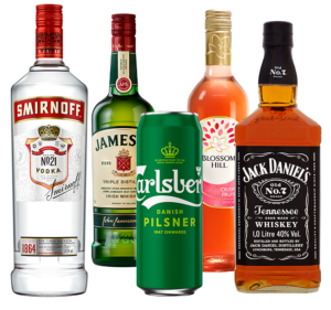 range of alcoholic drinks